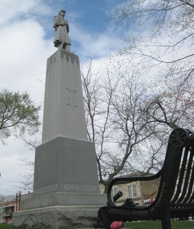 Bond County Soldier's Monument with Chamber sponsored bench